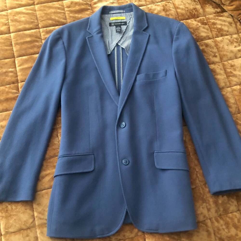 Slim Fit Blue Textured Sport Jacket (Size L)